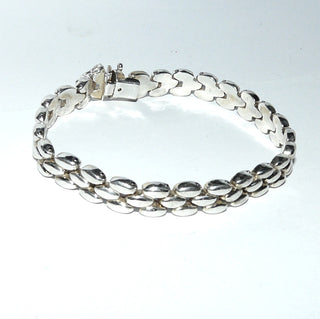 massives Einzelstück, 3-reihiges, glänzend poliertes Glieder-Armband mit Stiftbewegung, wirkt am Arm fast wie ein Armreif, aus massiv 925 Silber, 19 cm lang, Kastenschloß, Sicherheitsacht -	Nur erhältlich im Onlineshop von Juwelier & Goldschmiede Danilo!