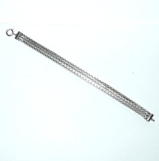 3-reihiges Einzelstück, Vintage-Armband, 4-Kant Venezianer-Muster, Gliederarmband aus 835 Silber, 19 cm lang, Federring, um 1960 - Goldschmiede Danilo