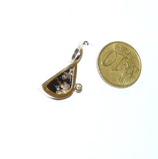 rotbrauner Feuerachat-Brillant-Anhänger Handarbeit Gold / An 0308