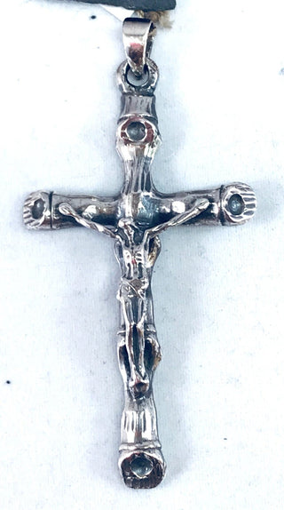 Kreuz mit Aststruktur und stilisierter Jesusfigur, Silber in den Tiefen geschwärzt, Oxidsilber 62 mm x 32 mm - Nur erhältlich im Onlineshop von Juwelier & Goldschmiede Danilo!