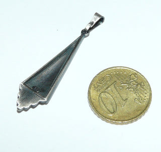 Einzelstück, langes Pendel als Anhänger aus 935 Silber, mit Markasiten + türkisfarbenem Emaille, in den Tiefen geschwärzt, mit Dreiecksschlaufe (Lieferung erfolgt ohne Kette) -	Einzelstücke nur erhältlich bei www.danilogold-shop.de