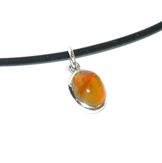 Einzelstück, Handarbeit, Unikat-Anhänger aus 925 Silber mit ovalem äthiopischen Opal Farbe Feueropal,  Orangerot, ca. 15 mm x 7,8 mm -	Handarbeiten online bestellen bei Juwelier & Goldschmiede Danilo!
