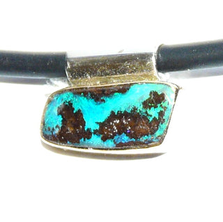Handarbeit Unikat-Anhänger mit australischem Boulder-Opal, leuchtend türkisgrün in Matrix / Muttergestein, quer mit Scharnierrohr zum Durchfädeln, 925 Silber + 750 Gelbgold-Fassung, ca. 16 mm breit  - Handgefertigtes Unikat! Nur im Danilo Gold Online Shop aus Hameln!