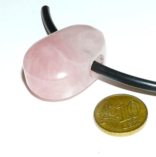 Einzelstück, ein großer Rosenquarz groß durchbohrt als Anhänger, oval, leicht tropfenförmig geschliffen - Einzelstücke nur erhältlich bei www.danilogold-shop.de