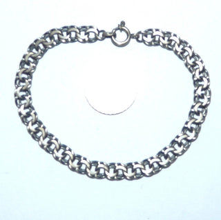 Schmales Einzelstück, Vintage Garibaldi-Armband, Glieder-Armband aus massivem 835 Silber + in den Tiefen geschwärzt, 20 cm lang, Federringverschluß, um 1950 -	Einzelstücke nur erhältlich bei www.danilogold-shop.de