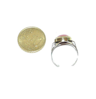 Vintage-Einzelstück, Art Deco Korallenring aus 333 Gold poliert mit einer runden Mittelmeerkoralle 10 mm in einem kräftigen leuchtend rot, Zarge mit Spiegelrand, gerade Seitenteile die nach innen gebogen sind, Zarge erhaben über dem Luftschnitt der Fingerauflage, Handarbeit, Ringweite 52,5, um 1935 -&nbsp; Goldschmiede Danilo