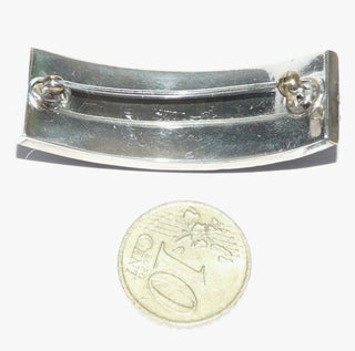 Einzelstück, Vintage-Granat-Brosche aus Silber + Tombak, Mariage / Umarbeitung aus Armreifteil, facettierte Granate im Rosenschliff in schönem Granat-Rot, in 4 Reihen gearbeitet, Kugelsicherung, um 1930 -	Vintage-Schmuck nur im Onlineshop von danilogold!