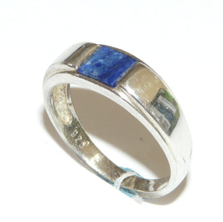 Einzelstück, Bandring aus 925 Silber mit einem leuchtend dunkelblauen Lapislazuli-Rechteck, glatt in die Ringschiene eingelegt, poliert, Ringweite 55,5 -	Nur erhältlich bei www.danilogold-shop.de
