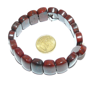 breites Einzelstück, Edelsteinarmband, roter Jaspis mit schöner Maserung, ca. 11x18mm, Gummizug, Innenumfang 18cm - Goldschmiede Danilo