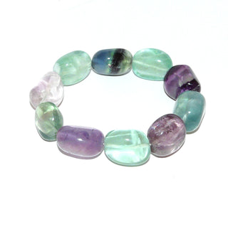 Einzelstück, Edelsteinarmband aus großen Nuggets des pastelligen Fluorits in hellgrün & lila, auf Gummizug aufgefädelt, Innenumfang ca. 18cm - Goldschmiede Danilo