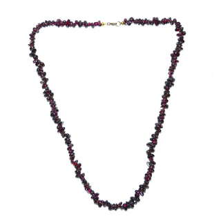 Einzelstück, polierte, abgerundete Granat-Splitter/Chips-Kette in typischem modernen Granat-Rot, Gesamtlänge von 46 cm mit Federring-Verschluß aus Gold-Doublé -	Nur erhältlich im Onlineshop von Juwelier & Goldschmiede Danilo!