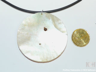 antikes Einzelstück, alte Handarbeit, großer Anhänger mit monochrome Perlmutt-Gemme, Applikations-Kamee, klassizistischer Frauenkopf mit Haarnetz und Haarreif, Durchmesser gezackte Platte, ca. 60 mm, Historismus Gründerzeit um 1860-1890 - Unikate und Pretiosen nur erhältlich im Onlineshop der Goldschmiede Danilo!