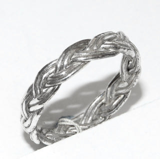 Handgearbeitetes Einzelstück, Herrenring, Trauring, Freundschaftsring, Ring "Geflochten" aus 925 Silber, gleichlaufend + poliert, aus vier Runddrähten flach geflochten, massiv, Ringweite 66, dazu paßt Ri 365 -	Handgefertigtes Unikat! Nur im Onlineshop von Juwelier & Goldschmiede Danilo!