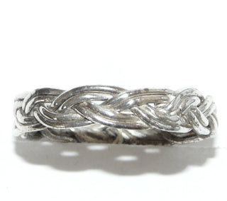 Handgearbeitetes Einzelstück, Herrenring, Trauring, Freundschaftsring, Ring "Geflochten" aus 925 Silber, gleichlaufend + poliert, aus vier Runddrähten flach geflochten, massiv, Ringweite 66, dazu paßt Ri 365 -	Handgefertigtes Unikat! Nur im Onlineshop von Juwelier & Goldschmiede Danilo!