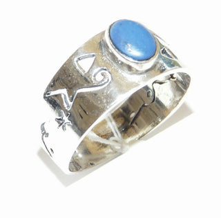 Einzelstück, Herren-Ring aus 925 Silber mit einem ovaler dunkelblauen, rek. Lapislazuli, ausgesägte ornamentale Durchbrüche in der Ringschiene, poliert, Ringweite 63,5 -	Herrenschmuck in Gold & Silber nur bei www.danilogold-shop.de