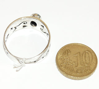 Einzelstück, Herren-Ring aus 925 Silber mit einem ovaler dunkelblauen, rek. Lapislazuli, ausgesägte ornamentale Durchbrüche in der Ringschiene, poliert, Ringweite 63,5 -	Herrenschmuck in Gold & Silber nur bei www.danilogold-shop.de
