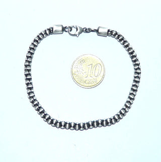 rundes Einzelstück, Armband im Himbeer-Muster, Glieder-Armband aus 925 Silber mattiert + in den Tiefen geschwärzt, 21 cm lang mit Karabiner-Verschluß, durch seine Länge auch als Herrenarmband sehr schön -	Herrenschmuck in Gold & Silber nur bei www.danilogold-shop.de