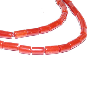 Einzelstück, Edelsteinkette aus natürlicher roter Mittelmeerkoralle, durchbohrte kurze Äste mit einem Durchmesser von 4,5mm, Tönnchenlänge 6,5-10mm, Länge 51cm, 925 Silber-Karabiner, mit Seide geknotet - Goldschmiede Danilo