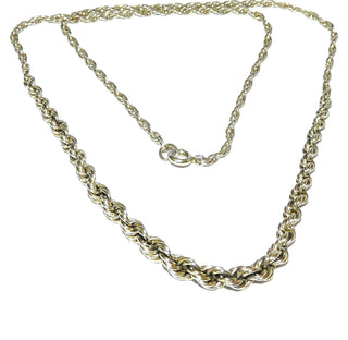 Vintage-Einzelstück, Kordelcollier, Kordelkette im Verlauf, Halskette aus 835 Silber vergoldet / berieben, 45 cm lang, von 2 mm auf 4,8 mm Breite, Federring, um 1950 - Goldschmiede Danilo