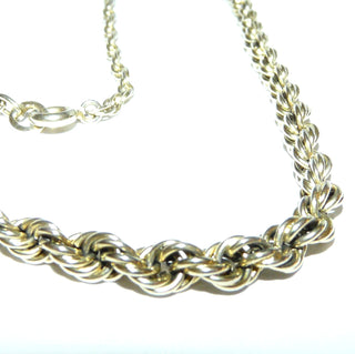 Vintage-Einzelstück, Kordelcollier, Kordelkette im Verlauf, Halskette aus 835 Silber vergoldet / berieben, 45 cm lang, von 2 mm auf 4,8 mm Breite, Federring, um 1950 - Goldschmiede Danilo