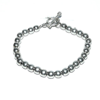 Einzelstück, Kugel-Armband, Glieder-Armband aus massivem poliertem 925 Silber, Kugeldurchmesser 6 mm, beweglich auf Ankerkette aufgereiht, 18,5 cm lang, sicherer Knebelverschluß -	Nur erhältlich im Onlineshop von Juwelier & Goldschmiede Danilo! 