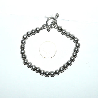 Einzelstück, Kugel-Armband, Glieder-Armband aus massivem poliertem 925 Silber, Kugeldurchmesser 6 mm, beweglich auf Ankerkette aufgereiht, 18,5 cm lang, sicherer Knebelverschluß -	Nur erhältlich im Onlineshop von Juwelier & Goldschmiede Danilo! 