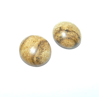 Einzelstücke, Landschaftsjaspis-Ohrstecker mit je einem hellbraunen Cabochon mit schöner dunkelbrauner Maserung auf 925 Silberplatte - Goldschmiede Danilo