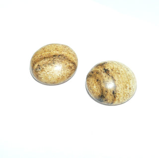 Einzelstücke, Landschaftsjaspis-Ohrstecker mit je einem hellbraunen Cabochon mit schöner dunkelbrauner Maserung auf 925 Silberplatte - Goldschmiede Danilo