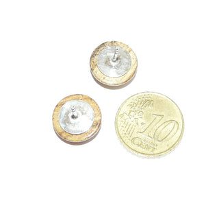 Einzelstücke, Landschaftsjaspis-Ohrstecker mit je einem hellbraunen Cabochon mit schöner dunkelbrauner Maserung auf 925 Silberplatte - Goldschmiede Danilo