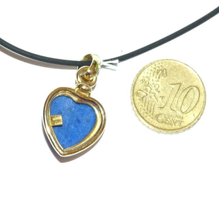 königsblaues Einzelstück, Lapislazuli-Anhänger, herzförmiger Lapislazuli-Cabochon mit feiner Maserung aus massiv 750 Gold  - Nur erhältlich bei www.danilogold-shop.de