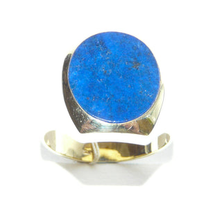 Einzelstück, Lapislazuli-Ring, klassischer Herrenring, Siegelring aus 585 Gold mit einem intensiv blauen, ovalen, flachen Lapislazuli mit schöner Maserung, poliert, innen geschlossen, Ringweite 62,5 -	Unikatschmuck nur erhältlich im Onlineshop von Juwelier & Goldschmiede Danilo! 