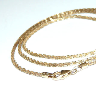 Leichtes Einzelstück, Schlangen-Collier, Schlangenkette, gedrehte Schlauchkette mit funkelnder Oberfläche, Halskette aus 925 Silber vergoldet, 45 cm, 1,8 mm breit, Karabiner - Goldschmiede Danilo