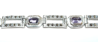 Einzelstück, Glieder-Armband aus 925 Silber mit 6 facettierten Amethyst-Rechtecken + Markasiten in den Stegen, Länge18 cm, mit untergearbeitetem verdeckten Verschluß, Scharnierbewegungen -	Unikatschmuck nur erhältlich im Onlineshop von Juwelier & Goldschmiede Danilo! 