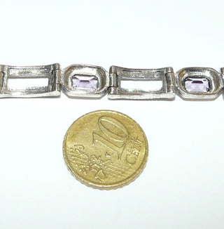 Einzelstück, Glieder-Armband aus 925 Silber mit 6 facettierten Amethyst-Rechtecken + Markasiten in den Stegen, Länge18 cm, mit untergearbeitetem verdeckten Verschluß, Scharnierbewegungen -	Unikatschmuck nur erhältlich im Onlineshop von Juwelier & Goldschmiede Danilo! 