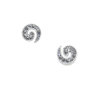 Einzelstücke, Markasit-Ohrstecker gefertigt aus 925 Silber, in Form einer "Spirale" ausgefaßt mit Markasiten, Replik im Stil um 1900 -	Unikate und Pretiosen nur erhältlich im Onlineshop der Goldschmiede Danilo!