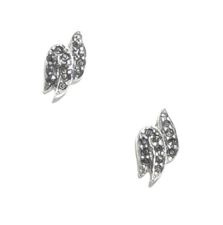 Einzelstücke, Markasit-Ohrstecker aus 925 Silber in Form von drei nebeneinander angeordneten, geschwungenen Streifen, ausgefaßt mit Markasiten, Replik im Stil um 1900 -	Nur erhältlich im Onlineshop von Juwelier & Goldschmiede Danilo!