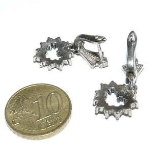 filigrane Einzelstücke, Markasit-Ohrstecker als Hänger / Pendel gefertigt aus 925 Silber, offene Herzform, ausgefaßt mit Markasiten, sichere Klappmechanik, Repliken im Stil um 1900 - Vintage-Schmuck nur im Onlineshop von danilogold!