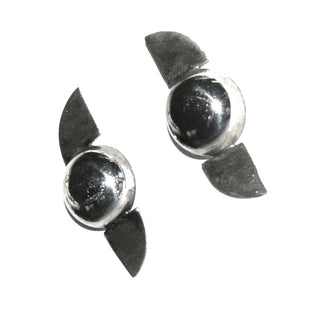 Silberohrstecker 925 Halbkugel poliert + mattiert / Ohr 0162