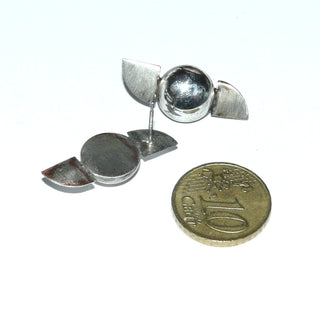 Silberohrstecker 925 Halbkugel poliert + mattiert / Ohr 0162