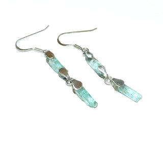 blaugrüne Aquamarinohrringe Ohrhänger Kirstallstäbe 925 Silber / Ohr 0188