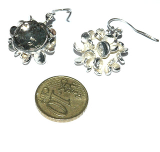 Einzelstücke, Ohrhänger "Plättchen-Berg" aus 925 Silber, runde, polierte Plättchen in einer runden Form aufgehäuft, Fischerhaken -	Unikatschmuck nur erhältlich im Onlineshop von Juwelier & Goldschmiede Danilo! 