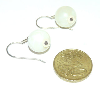 Einzelstücke, Ohrhänger aus 925 Silber mit je einer Kugel aus Perlmutt mit einem Durchmesser von ca. 12 mm, Fischerhaken -	Einzelstücke nur erhältlich bei www.danilogold-shop.de