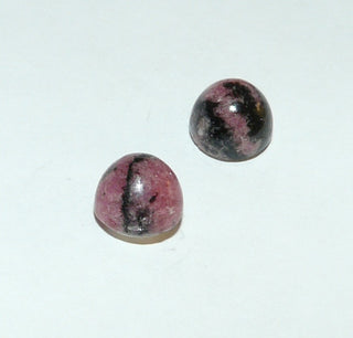 Einzelstücke, Ohrstecker aus 925 Silber mit je einem runden Rhodonit-Cabochon mit schöner Maserung in rosa + schwarz -	Nur erhältlich bei www.danilogold-shop.de
