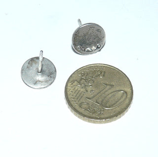 Einzelstücke, Handarbeiten, Ohrstecker aus 925 Silber, runde mattierte Platte mit einer Reihe kleiner Kügelchen / Granulation, Durchmesser ca. 10,4 mm-	Handgefertigtes Unikat! Nur im Danilo Gold Online Shop!