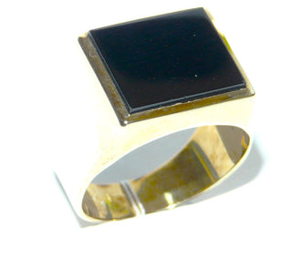 Einzelstück, klassischer Herrenring, Siegelring, Onyx-Ring aus 333 Gelbgold, poliert mit einer rechteckigen Onyx-Platte quer zum Finger, Ringweite 62,5 -	Nur erhältlich im Onlineshop von Juwelier & Goldschmiede Danilo!