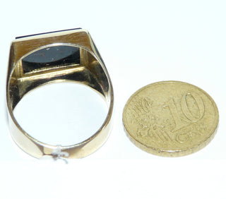 Einzelstück, klassischer Herrenring, Siegelring, Onyx-Ring aus 333 Gelbgold, poliert mit einer rechteckigen Onyx-Platte quer zum Finger, Ringweite 62,5 -	Nur erhältlich im Onlineshop von Juwelier & Goldschmiede Danilo!