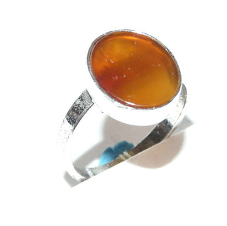 ovaler Vintage-Karneol-Ring 925 Silber poliert, schlichter Ring Karneol-Platte in Zarge gehalten, verstellbar bis ca. Ringweite 62, späte 1960 von Schätzle & Tschudin - Goldschmiede-Danilo