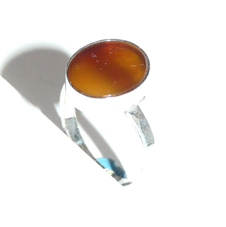 ovaler Vintage-Karneol-Ring 925 Silber poliert, schlichter Ring Karneol-Platte in Zarge gehalten, verstellbar bis ca. Ringweite 62, späte 1960 von Schätzle & Tschudin - Goldschmiede-Danilo