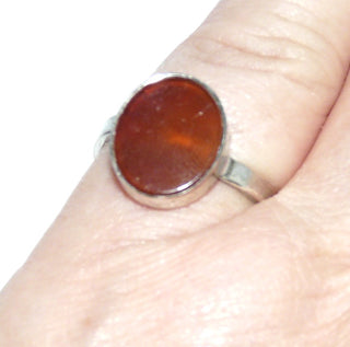 ovaler Vintage-Karneol-Ring 925 Silber poliert, schlichter Ring Karneol-Platte in Zarge gehalten, verstellbar bis ca. Ringweite 62, späte 1960 von Schätzle & Tschudin - Goldschmiede-Danilo