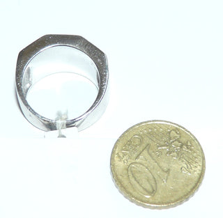 Einzelstück, Partnerring, Ring "Perlmutt-Dach" aus 925 Silber mit 3 rechteckigen Platten aus weißem Perlmutt, umrundet von einem Silberrand, poliert, Ringweite 50 (+ 60 Artikel Nr. Ri 0409-B) -	Unikatschmuck nur erhältlich im Onlineshop von Juwelier & Goldschmiede Danilo! 